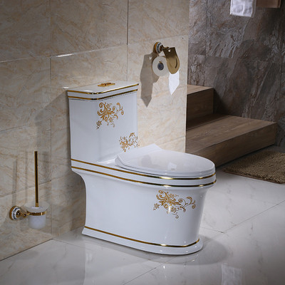 One Piece Flush and Soft Closing White μπάνιου Κεραμικό Golden
