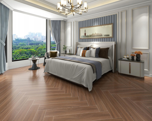 Καφέ ξύλινα πλακάκια πορσελάνης 150x900mm για το εσωτερικό τοίχωμα πάτωμα