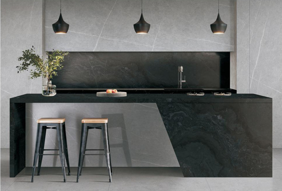 1600x3200x12mm Λούξυ Σιντερισμένες πέτρινες πλάκες Σπίτι καθιστικό Μέτ Κεραμίδια Γης Γαλαξία Γκρίζο Φόρο