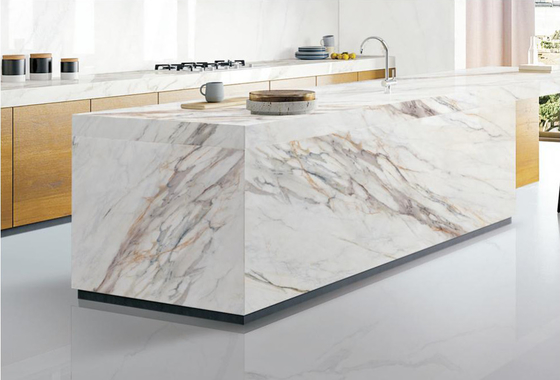 Αντίσταση φθοράς 160x320cm Σιντερωμένες πέτρινες πλάκες σύννεφο λευκό βράχο πάτωμα πλακάκια 12mm