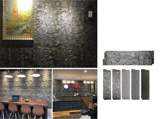 Ρίχτικο Γκρίζο 1160x300x30mm Πολιτισμικό Λίθο Κεραμίδι Πολυουρεθάνιο Γραφείο Μπαρ Διακοσμητικό Πίνακα Τείχους Φωτό