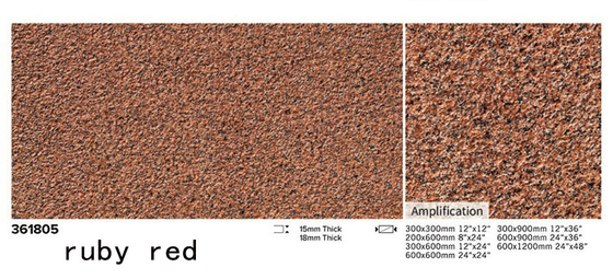 Αδιάβροχο 1200x600x15cm Κόκκινο Κίτρινο Πλήρες Σώμα Πορσελάνη Γεωπόλαιο Κεραμίδας Για Πάρκο