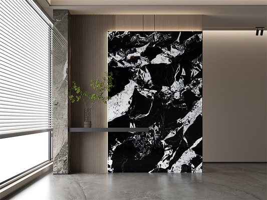 Πλάκα από συντηγμένο πέτρωμα 1600x3200mm Μαύρο Ματ για Τοίχους Γραφείων