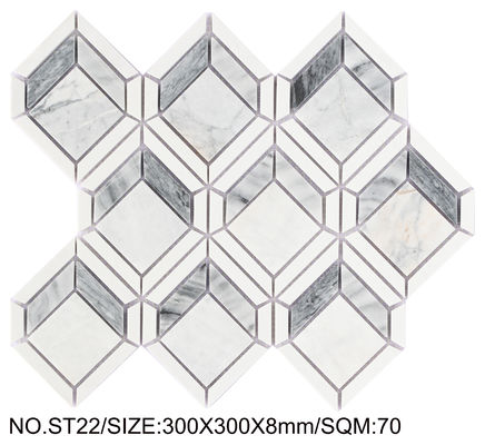 Αντιβακτηριακό ελεφαντόδοντο και γκρι φυσικό πέτρινο ψηφιδωτό 300x300mm για γραφείο και μπάνιο