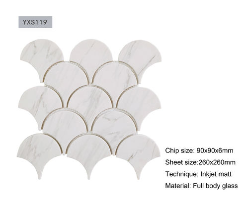 16kgs/Sheet CE Καρράρα διακοσμητικός μωσαϊκών ματ Inkjet κεραμιδιών διαμορφωμένος ανεμιστήρας που τελειώνουν
