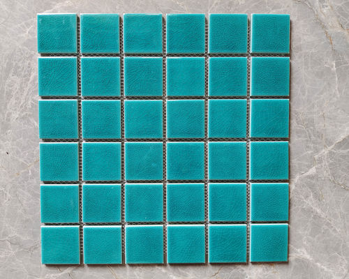 Κεραμικά Μωσαϊκά Πλακάκια Πισίνας 48x48mm Ice Cracked Μπλε Λευκό